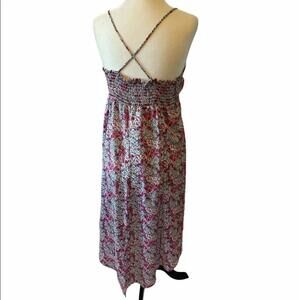 Pink Floral Print Sweetheart High Low Light Dress